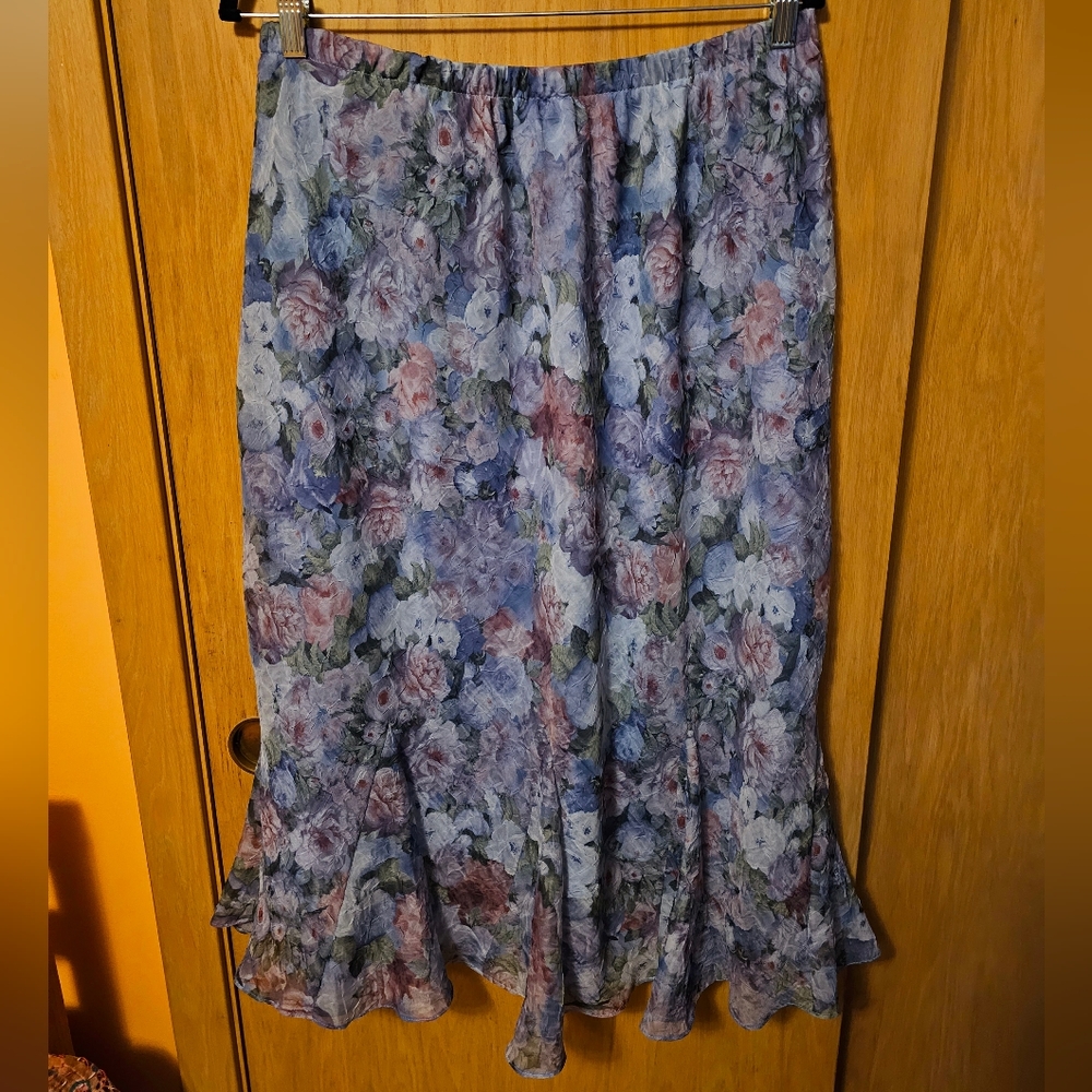Vintage Ksl Floral Skirt Plus Size Lavender View 2